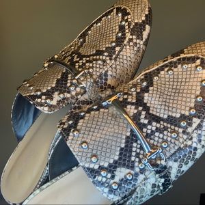 Faux Snakeskin Mules